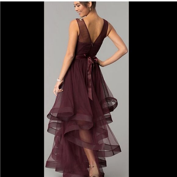 NWT City Triangles Long Prom Dress Wine / Gold Juniors sz 13 - Picture 3 of 14